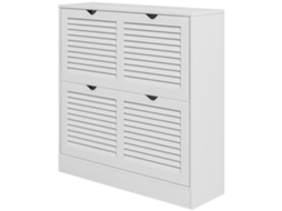 Sapateira Compacta 2 Gavetas, Prateleias Ajustáveis 81,5x25x83 Cm (16 Pares, Rebatível, Branco)