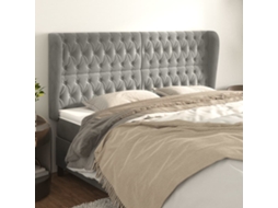 Vidaxl Cabeceira Cama C/ Abas Veludo 203x23x118/128 Cm Cinzento-claro