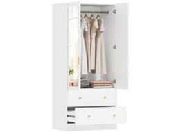 Roupeiro Melamina De Madeira E Mdf Cor Branco 80x50x180 Cm Homcom