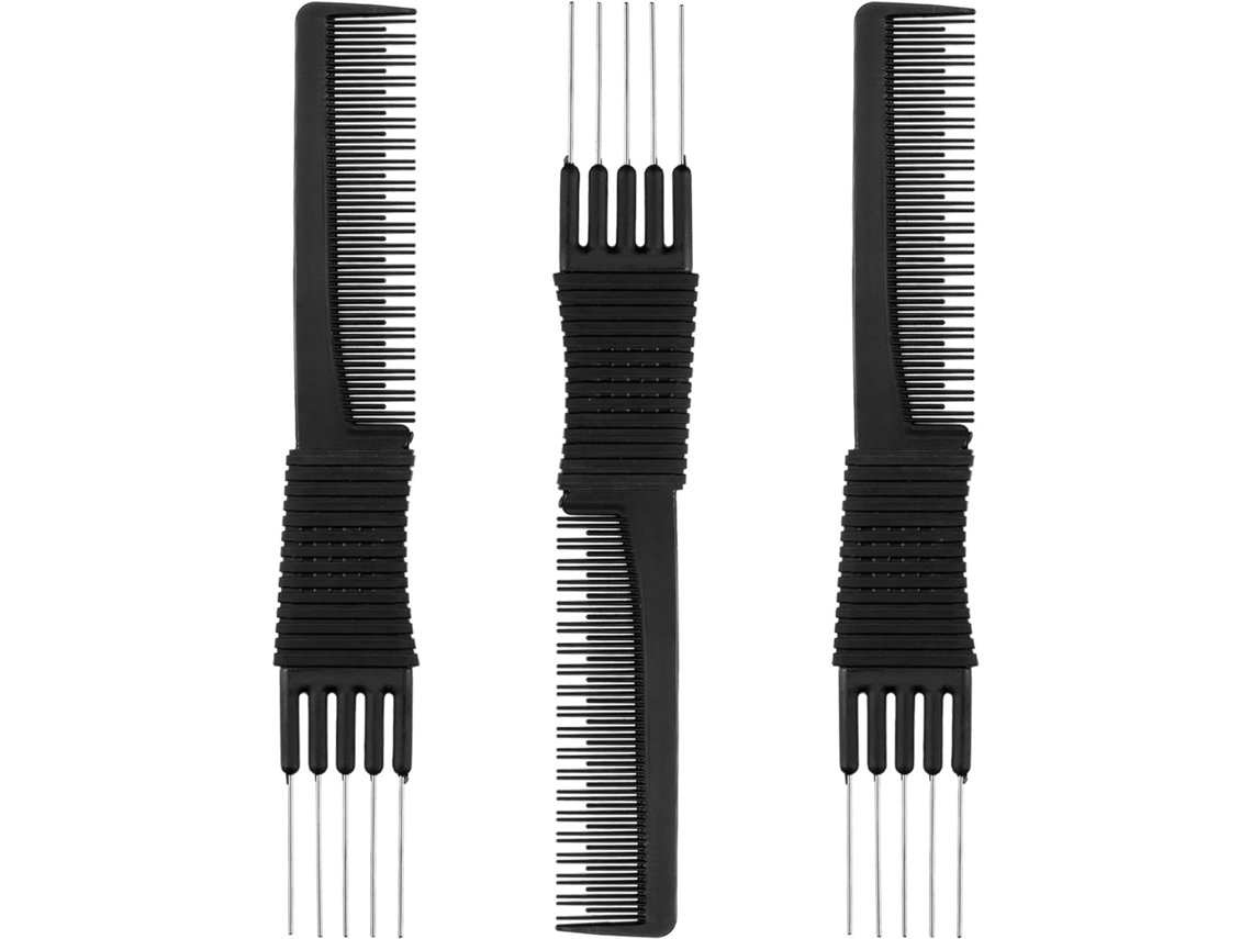 Pacote Com 12 Pentes De Elevação Em Fibra De Carbono Preta Com Dentes Metálicos Brilvibera