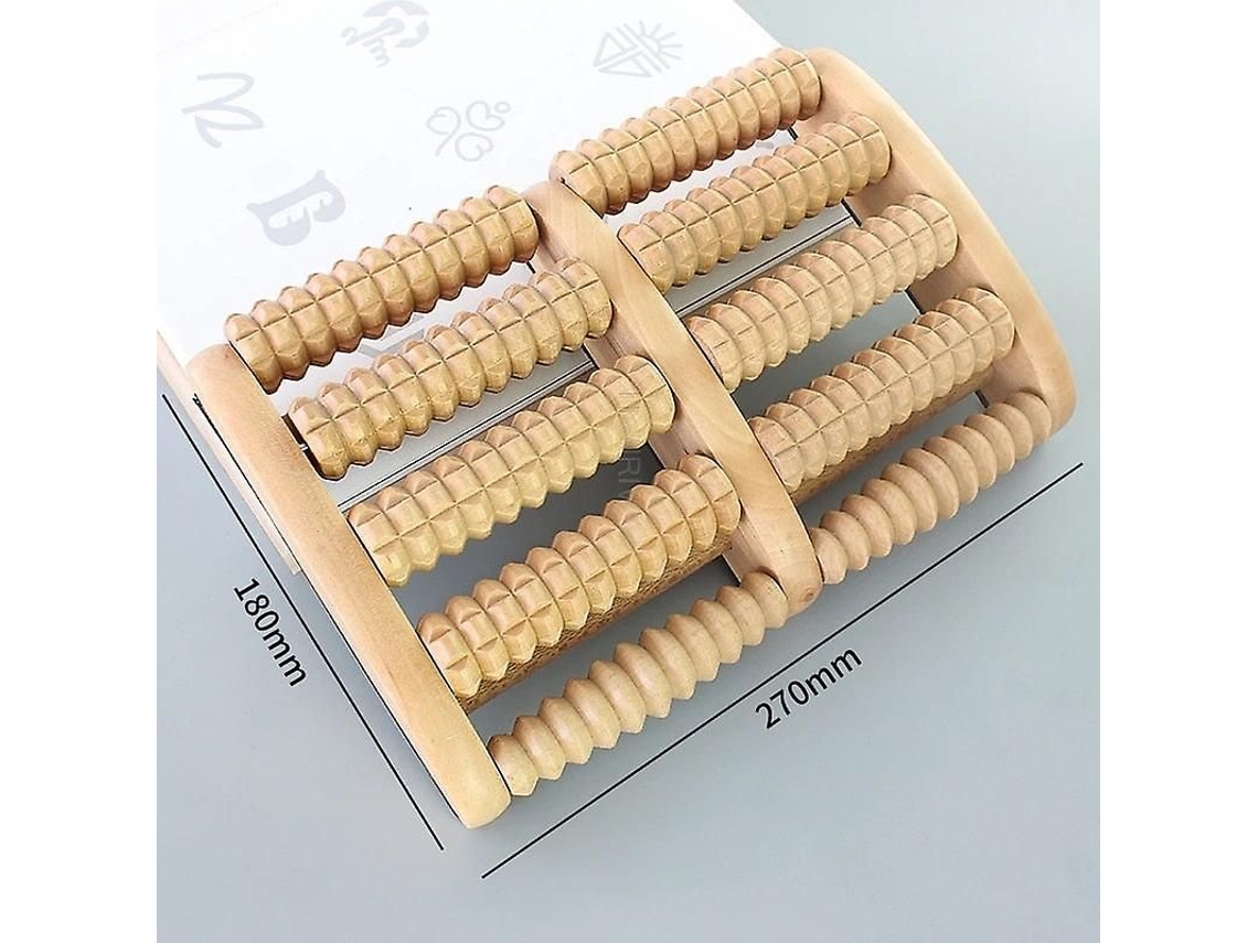 Massageador De Pés Madeira Com Cinco Fileiras, Grande, Estimulante Para Os Pés, Pomada Fascite P Lantar, Reflexologia Rolo.
