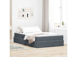 Vidaxl Cama Com Arrumação E Colchão Cinza Escuro 120 X 200 Cm Veludo
