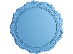 Tapete Redondo De Silicona Estilo Europeo Grabado Aislante Calor Resistente Impermeable Azul Claro