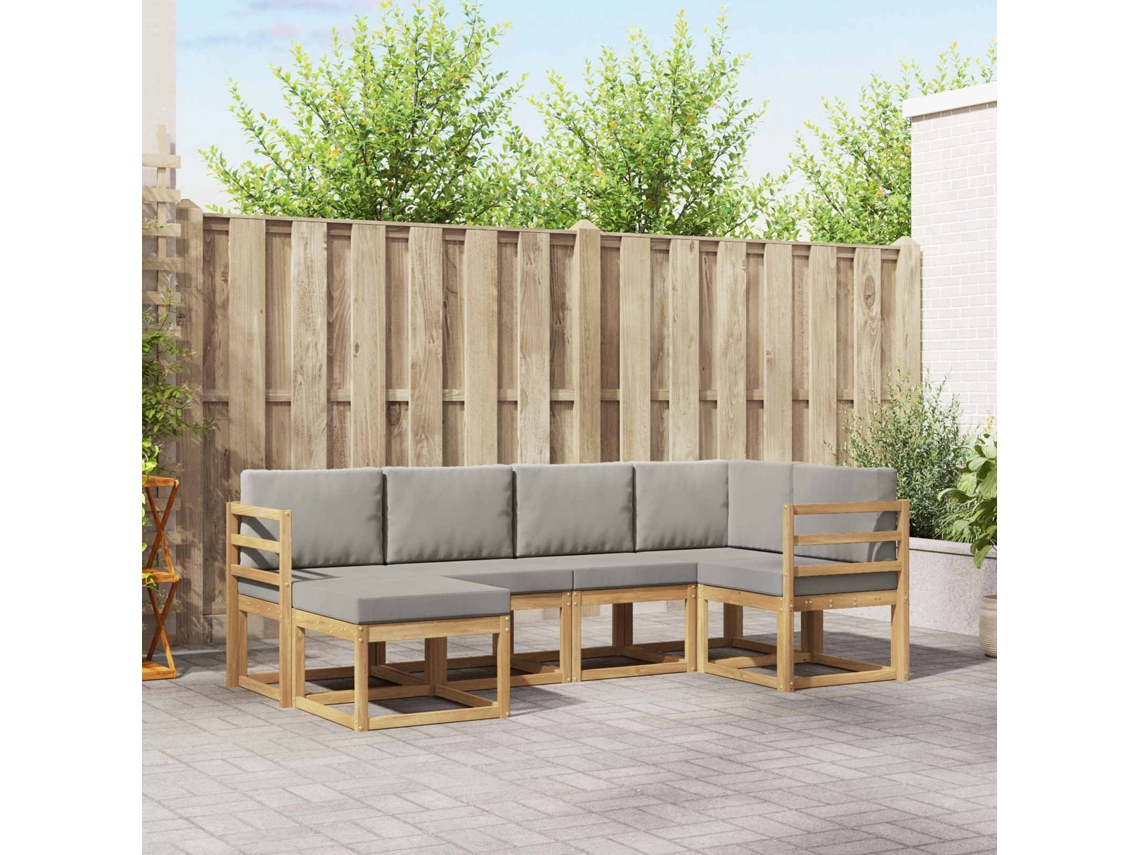 Vidaxl Conjunto De Sofás Para Exterior 6 Pcs Branco E Cinzento-claro