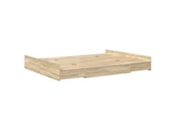 Conjunto 1 Estrutura De Cama Moderna Vidaxl Castanho Madeira De Pinho Maciça (140 X 190 Cm)