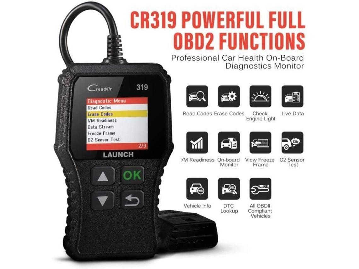 CR319 OBD2/EOBD/CAN Auto Diagnostic Scanner para leitura e limpeza de códigos de falha do motor, testador de sensor de O2 e Evap