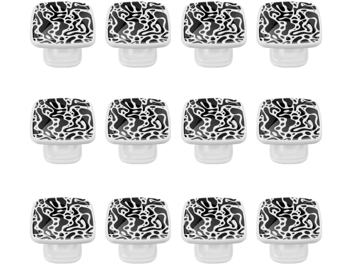 Puxadores E Botões Quadrados Para Gavetas Armários, Conjunto De 12 Peças, Estilo Artístico Com Padrão Abstrato