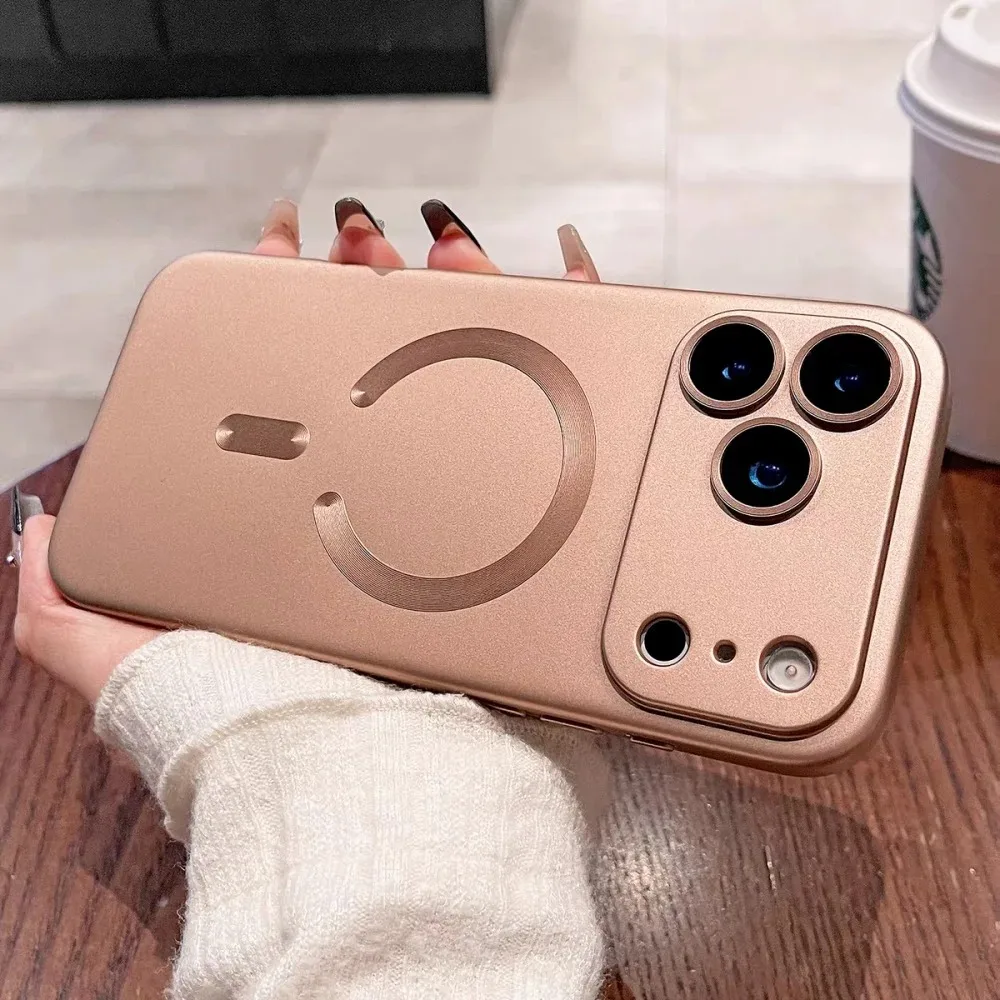 (dourado Do Deserto Para Iphone 16 Pro Max) Capa Metálica Magnética De Luxo Para Iphone Com Suporte Para Carregamento Sem Fio.
