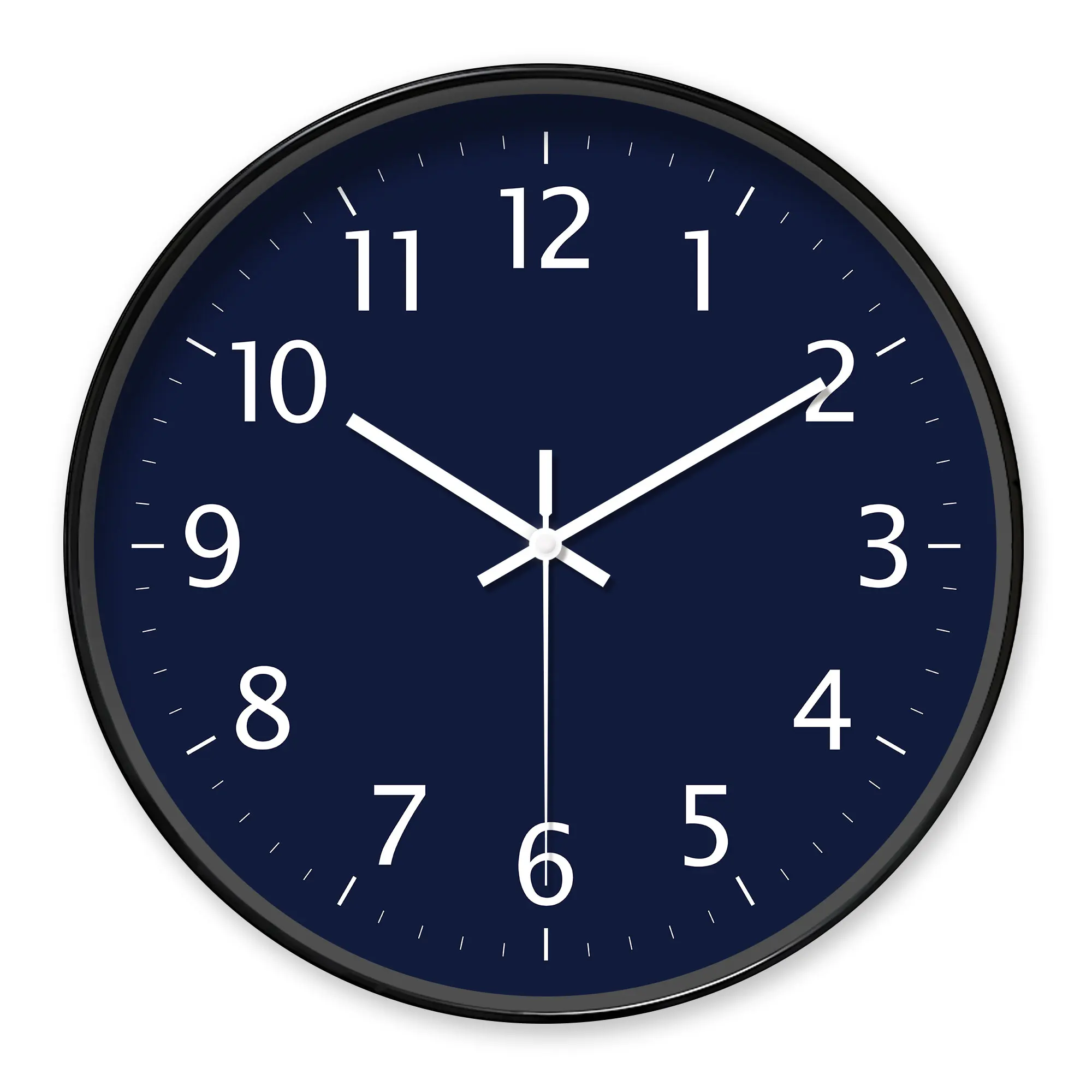 Relógio De Parede Minimalista Redondo Azul Marinho (10 Polegadas), Design Simples (pilhas Não Incluídas)