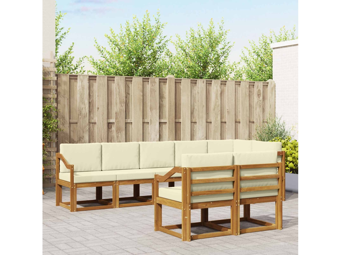 Vidaxl Conjunto De Sofás Para Exterior 8 Unid. Natural E Creme