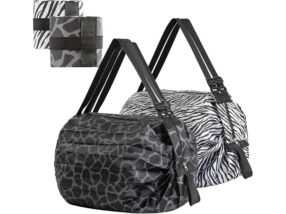 Conjunto de 2 Sacolas de Compras Reutilizáveis ​​e Dobráveis ​​ Sacolas Resistentes e Impermeáveis ​​para Armazenamento, Suportam Até 15 Kg, em GOKOCO