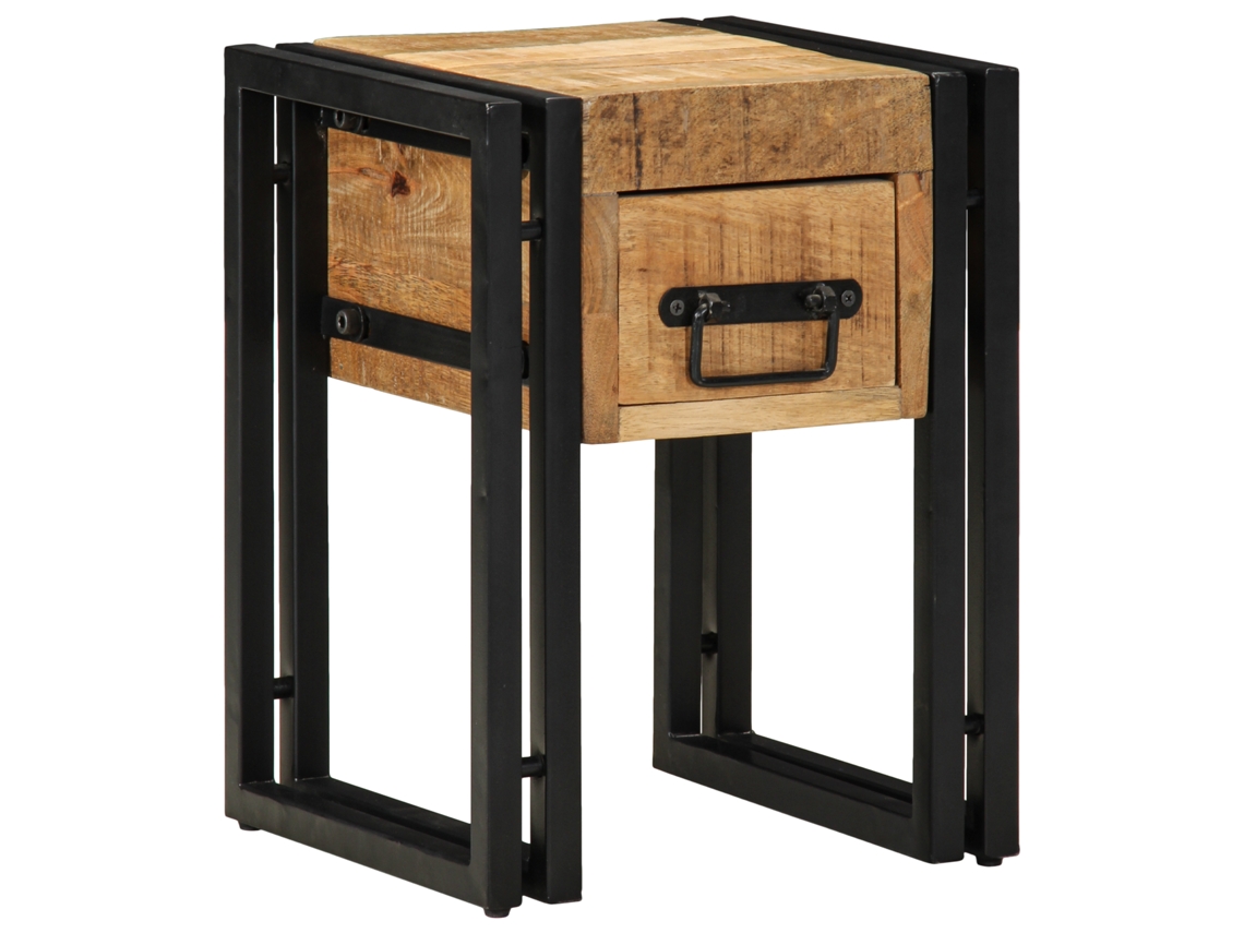 Conjunto 1 Mesa De Apoio Vidaxl Castanho Madeira De Mangueira Maciça (30 X 30 X 40 Cm)