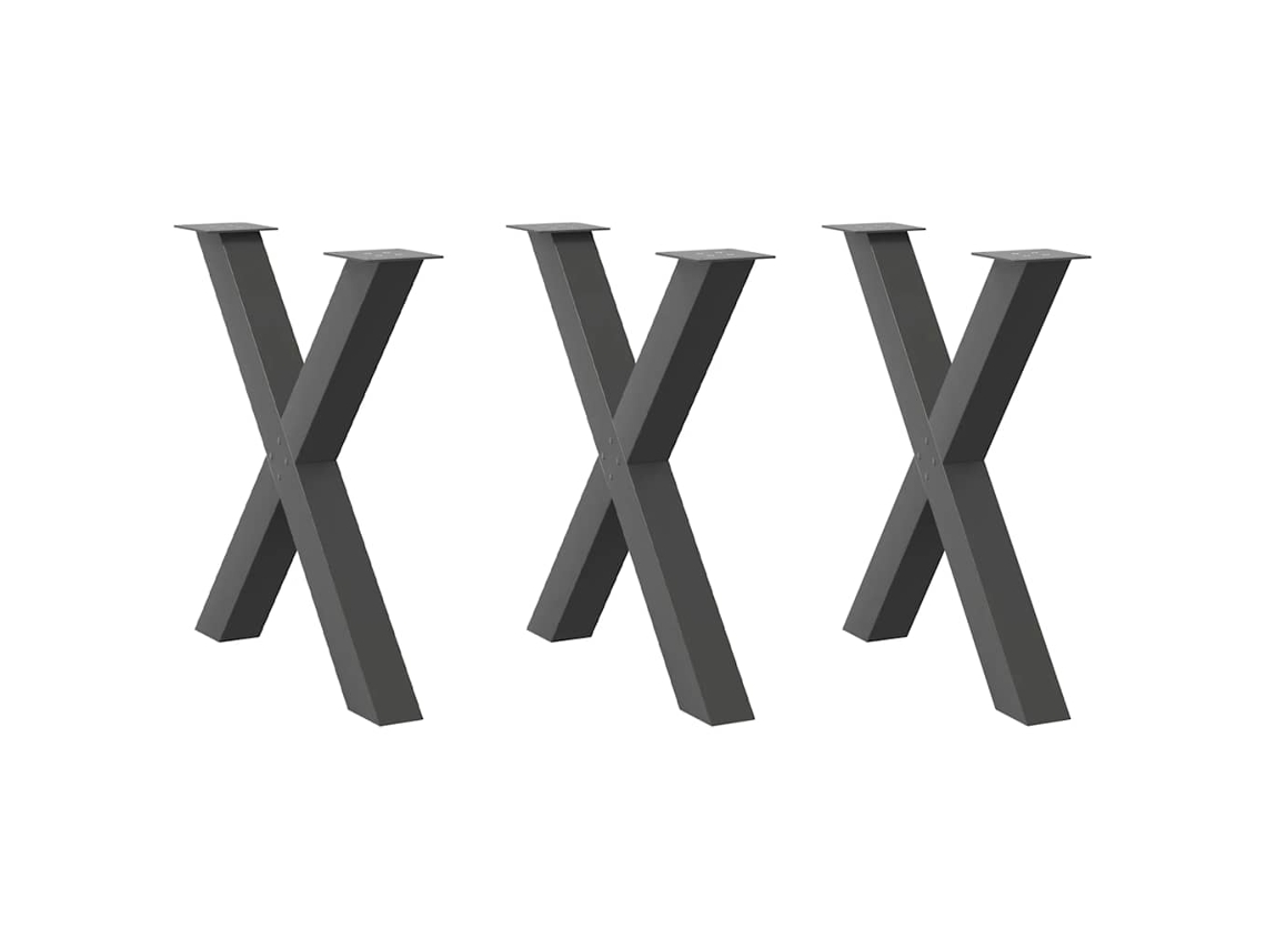 Vidaxl Pés Para Mesa De Jantar Em Formato De X, 3 Peças, Antracite, 70x(72-73) Cm, Aço