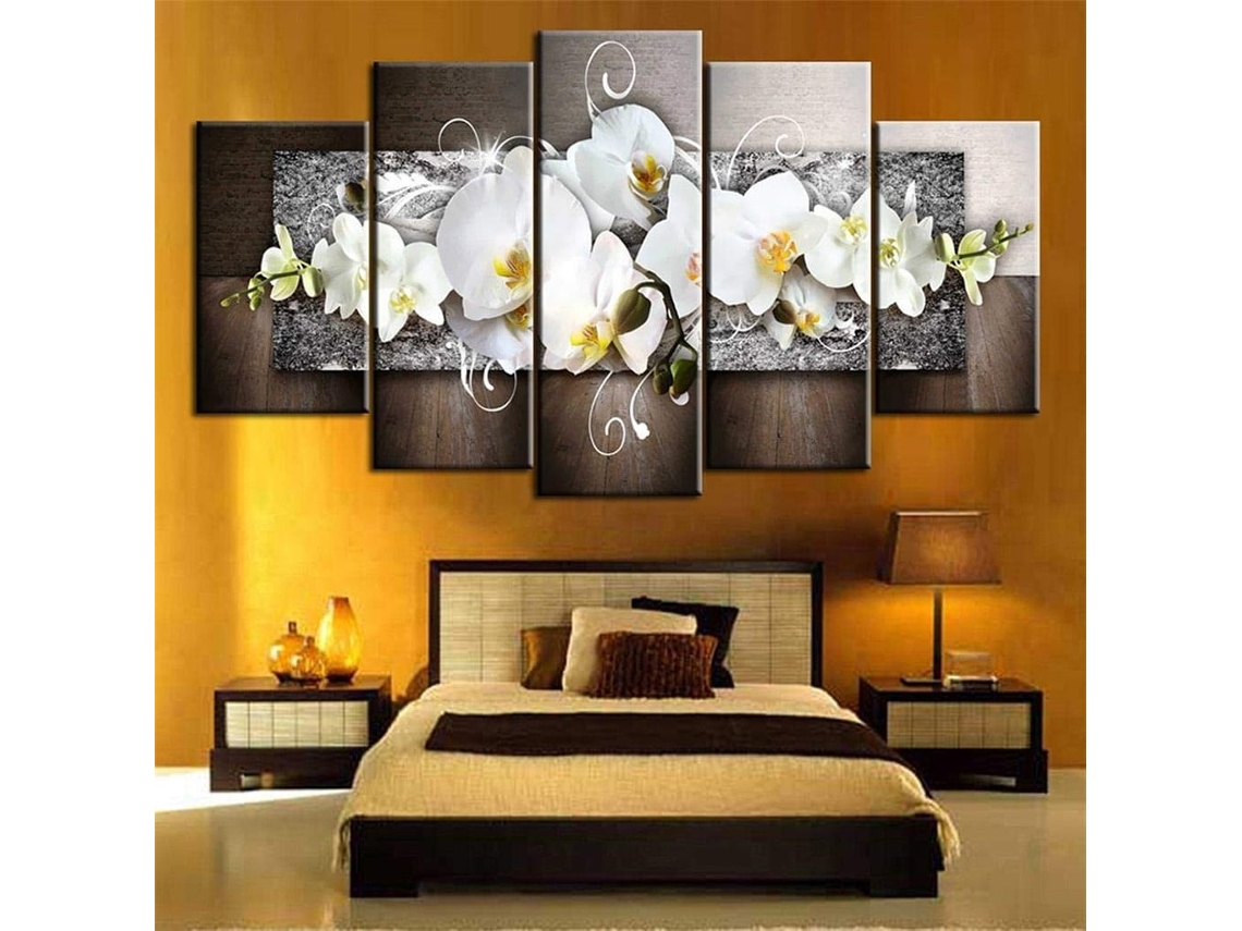 Conjunto De Quadros Decorativos Com Orquídeas Brancas, Design Moderno, Ideal Para Sala E Quarto, Decoração Elegante