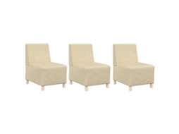 Conjunto 3 Conjunto De Sofá Moderno Vidaxl Creme Tecido (55 X 74 X 82 Cm)