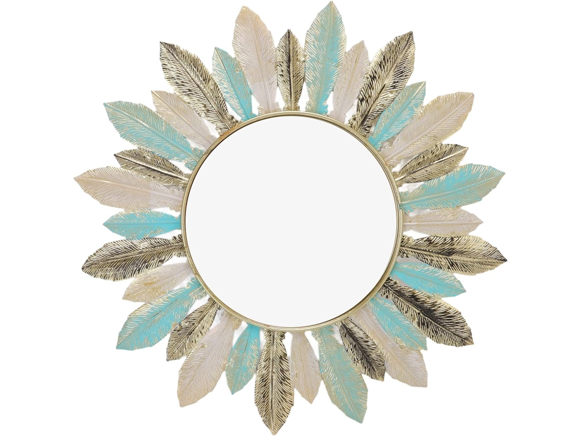 Espelho De Parede Herchr Feather, 41 Cm/16, 1 Polegadas, Escultura De Parede De Arte Moderna, Espelho De Para