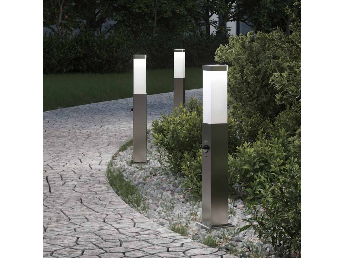 Vidaxl Luminárias De Balizamento Com Sensor, 3 Unidades, 50 Cm, Aço Inoxidável, Ip44