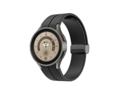 Bracelete Para Samsung Galaxy Watch 5 / 5 Pro (40/44/45mm) - Silicone Com Fivela Dobrável - Preto