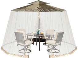 Rede Mosquiteira para Guarda-Sol de Pátio Rede para Guarda-Sol de Pátio com 2 Portas Duplas com Dobradiças Base Almofadada COSTWAY