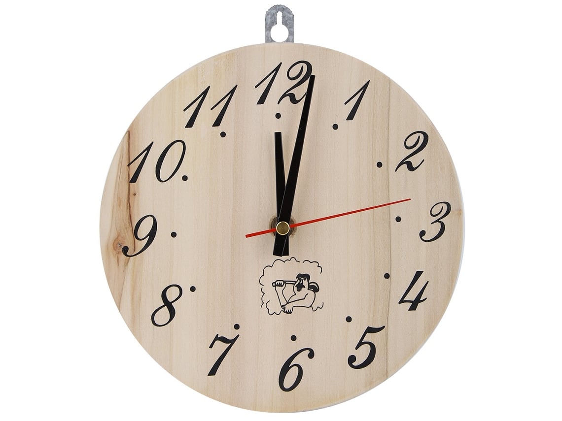 Relógio de Sauna Decorativo com Timer, Madeira Premium, 20cm, Acessório para Sauna e Casa