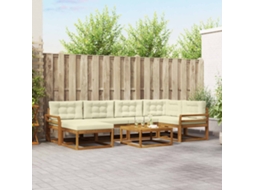 Vidaxl Conjunto De Sofás Para Exterior 7 Pcs Natural E Creme