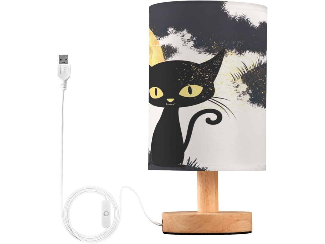 Luminária De Cabeceira Skyshu Em Formato Gato Para O Halloween, Pequena Luminária De Mesa Led Usb, Luminária De