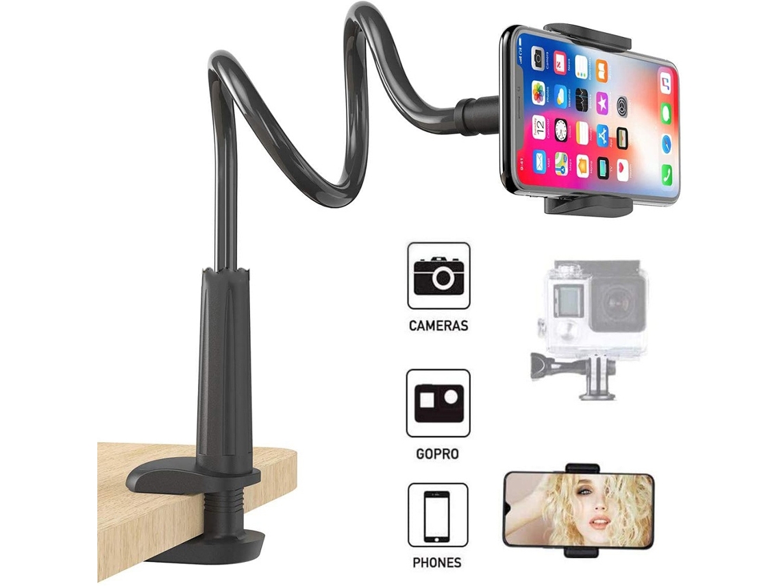 Lurelia Suporte Flexível Para Webcam E Câmara 5,5 Cm 60 Cm 2,16 Polegadas 23 Polegadas Pescoço De Ganso Rotação 360° Braçadeira Preto