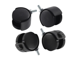 Set Of 4 Black Plastic Swivel Casters With Brakes, Suitable For Office Chairs And Various Types Of Furniture.