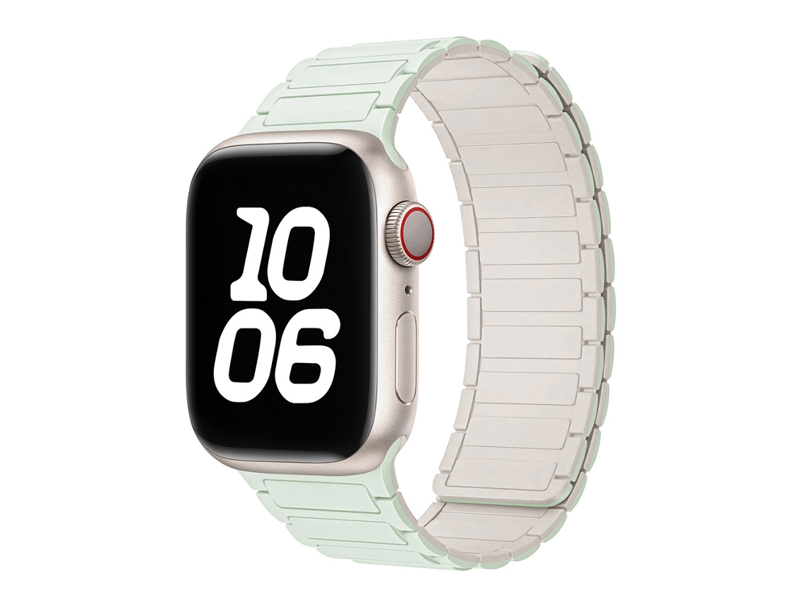 Pulseira Magnética de Silicone HALINUI para Apple Watch Series 1 11/ultra (42 49 Mm) com design esportivo respirável, verde menta branco