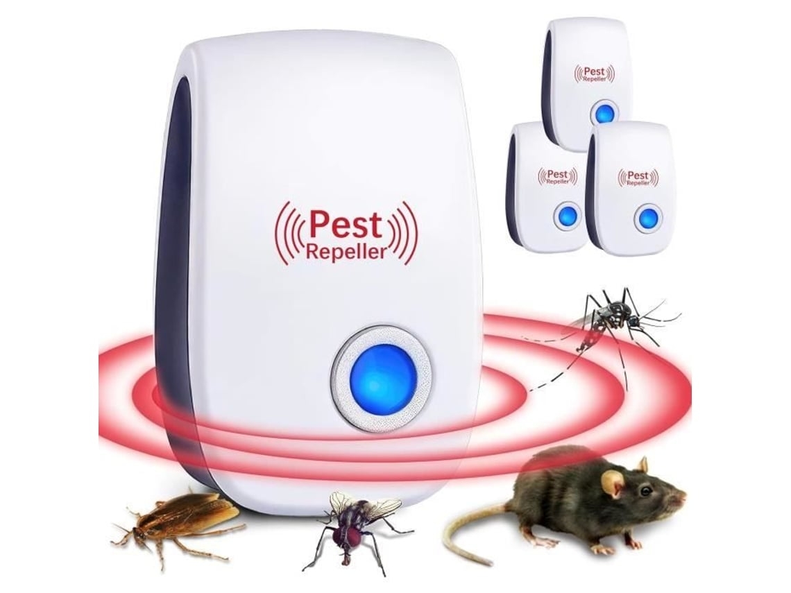 Conjunto Repelente Ultrassônico de Pragas, Que Contém 4 Repelentes Ultrassônicos de Mosquitos, Adequado para Ratos e Formigas, Durável, Mul STELASPLEN