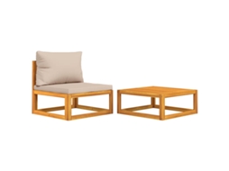 Maison Exclusive - 2 Pcs Conjunto De Sofás De Jardim C/ Almofadões Acácia Maciça