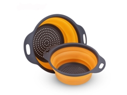 Cesto de Silicone para Escorrer Frutas e Vegetais, Dobrável, para Purificação de Água na Cozinha. MDUG (laranja G)