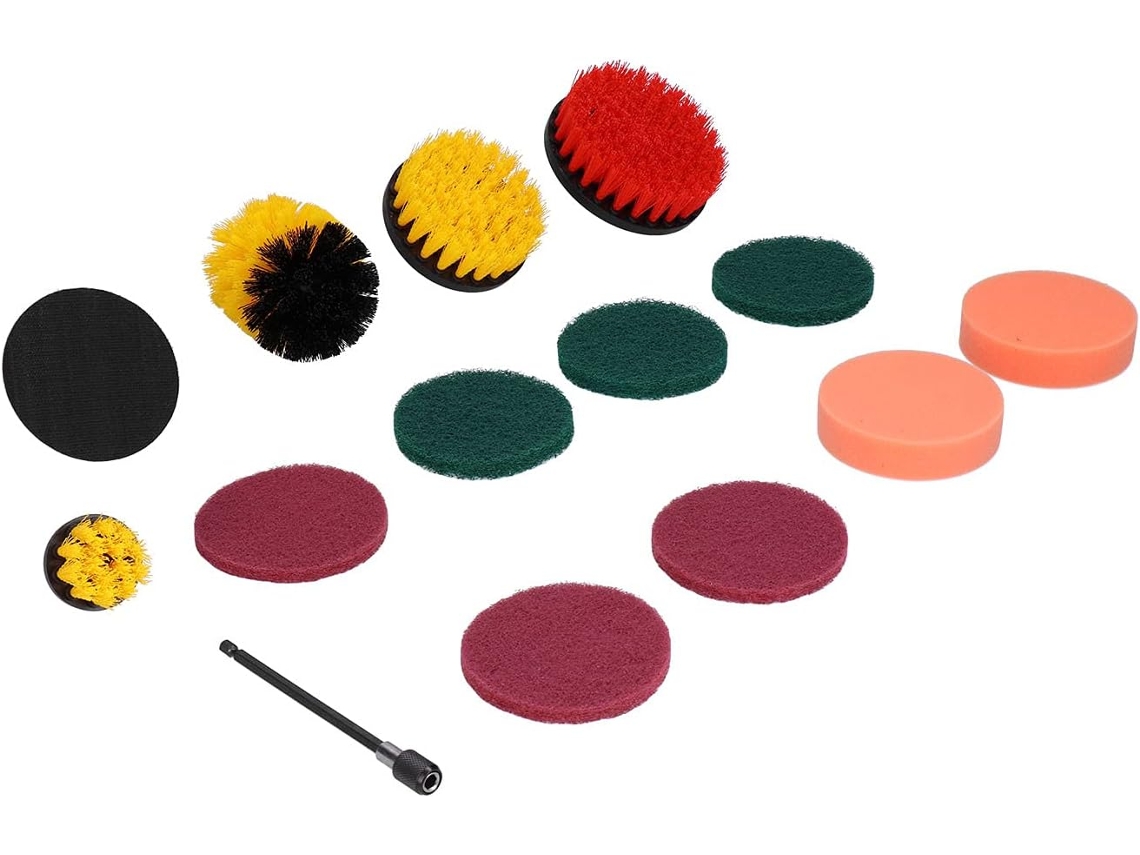 Conjunto De 14 Escovas Esponja Nylon Para Furadeira Com Almofadas Limpeza E Acessório Escova, Ideais Para Limpeza De