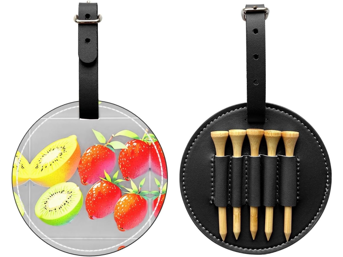 Bolsa para Tees de Golfe Estampa Morango e Limão, Preta | S/MARCA