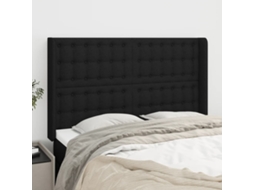 Vidaxl Cabeceira De Cama C/ Abas Tecido 147x16x118/128 Cm Preto