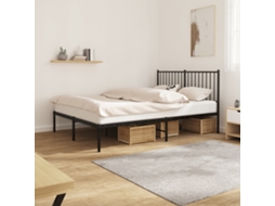 Vidaxl Estrutura De Cama Com Cabeceira 140x190 Cm Metal Preto