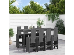 Vidaxl 9 Pcs Conjunto De Bar Para Jardim Pinho Maciço Cinzento