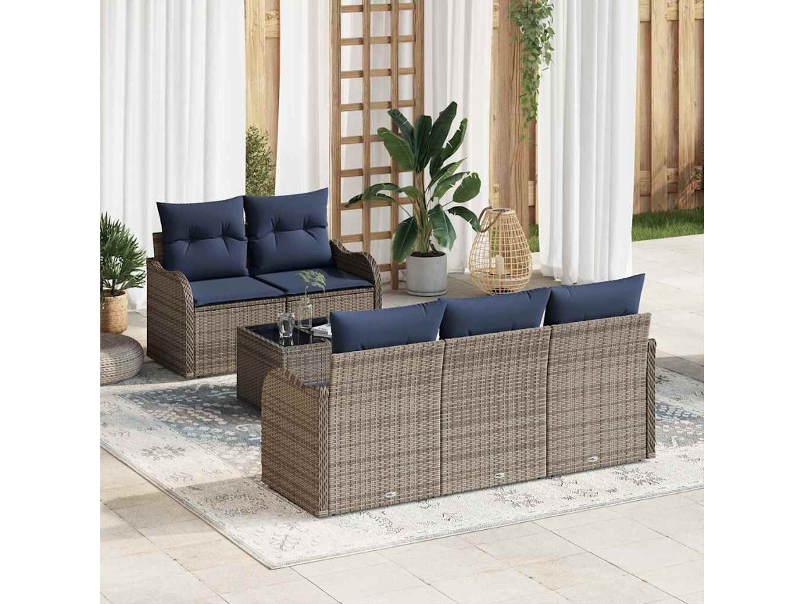 Vidaxl Conjunto De Sofá De Jardim Cinzeto 55 X 55 X 37 Cm Vime Pe