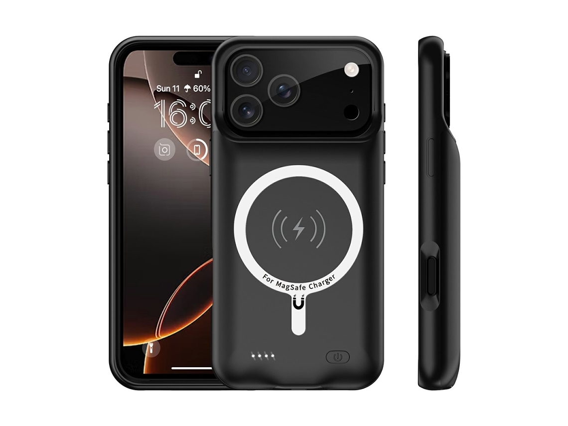 Capa Com Bateria Recarregável De 6000mah Para Iphone 17 Pro