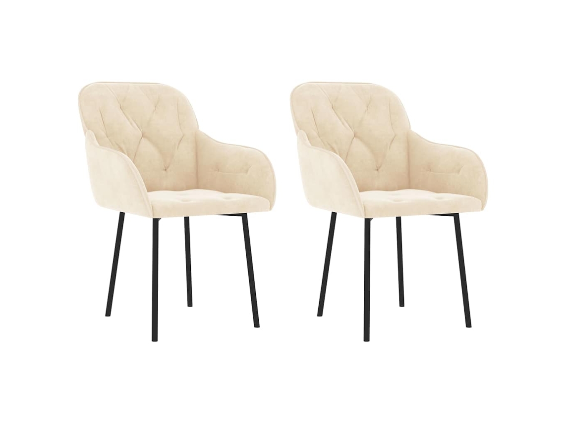 Conjunto 2 Cadeira De Jantar Vidaxl Creme Veludo (57 X 61 X 80 Cm)
