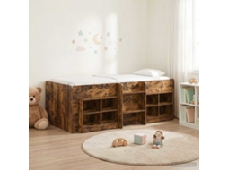 Vidaxl Cama Loft Com Armário Com Prateleira 3 Unid. Carvalho Fumado