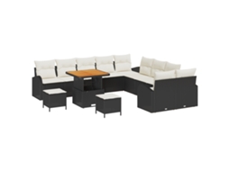 Conjunto 13 Conjunto De Sofá De Jardim Vidaxl Preto Vime Pe (289 X 289 X 85 Cm)
