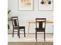 Conjunto 2 Cadeira De Jantar Vidaxl Castanho Madeira De Seringueira Maciça (36 X 44,5 X 91,5 Cm)