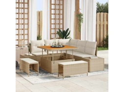 Vidaxl Conjunto De Sofá De Jardim 8 Unid. Bege Rattan Sintético