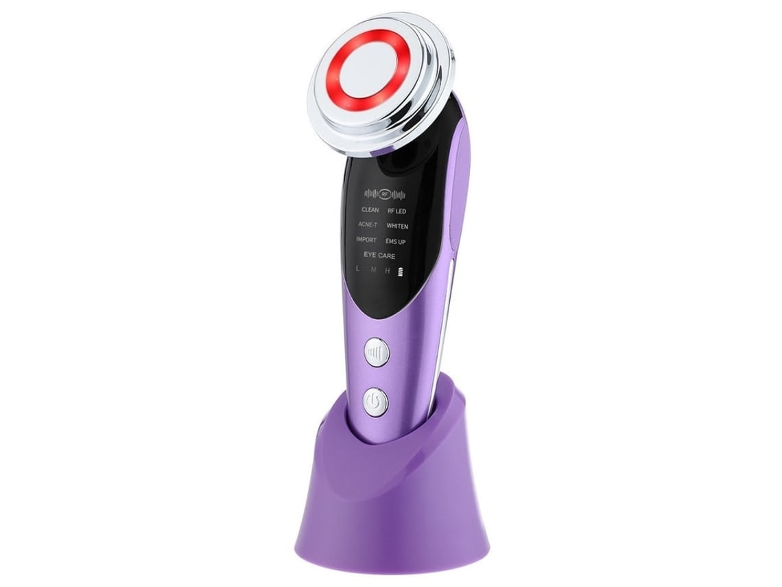 Massajador Facial 7 Em 1 Rf Micro Atual Ems Dispositivo De Elevação Vibração Led Cuidados Com A Pele Facial Para Remoção De Rugas Roxo Yunzii