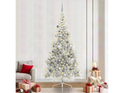 Vidaxl Árvore De Natal Artificial Pré-iluminada Prateado 240 Cm Pet