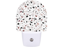 Luminária De Parede Semicircular Em Terrazzo Vermelho, Com Sensor De Luz Led, Luz Branca Quente E Suave, Ideal