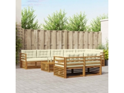 Vidaxl Conjunto De Sofás Para Exterior 9 Pcs Natural E Creme