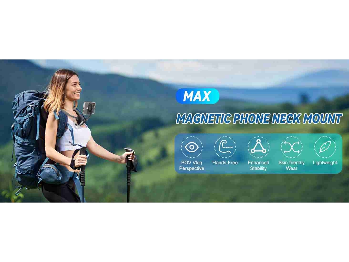 Suporte Mali Magnético de Pescoço para Celular com Cinto Anti vibração