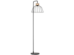 Luminária Chão Metal C/ Rattan, Casa/escritório/restaurante/café, 44x34x154cm, Preta